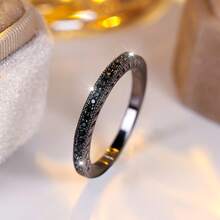 1 chiếc nhẫn mạ vàng đen Zirconia tổng hợp tối giản màu đen, thích hợp đeo hàng ngày, ngày lễ tình nhân, tiệc tùng, tiệc chiêu đãi, mọi mùa - màu đen - Xem 2