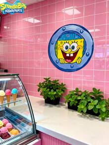 SpongeBob SquarePants 1pc SpongeBob Themed Waterproof Wall Decal, Suitable For Walls, Rooms, Bathrooms, And Ideal For Party Decoration To Create The Best Holiday Party Atmosphere, Perfect For Gathering With Friends And Home Decor. - Multicolor - View 2