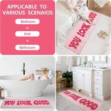 You Look Good Area Rugs - Hot Pink Soft Plush Super Absorbent Non-Slip Backing Machine Washable 100% Polyester Bathroom Mat, Vibrant Decor For Modern Bathrooms - Pink - View 2