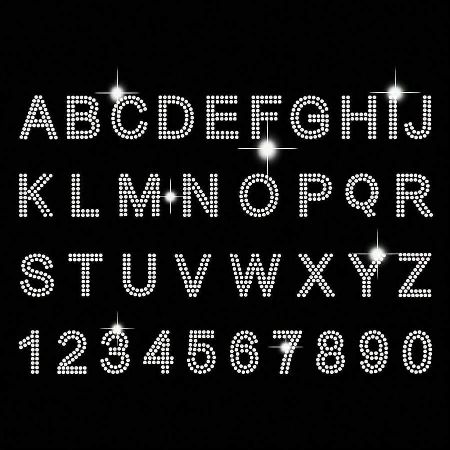Letter Rhinestone Iron On Transfers NFUmberss Crystal Heat Transfers A4 Size Alphabet Crystal Transfer Appliques Bling Hotfix Transfer Decals Patch For DIY Clothes Garments Shoe Pants Bag,NFUmberss - 數位 - 查看 1