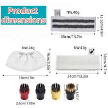 For Karcher Easyfix SC1 SC2 SC3 SC4 Steam Cleaner Accessories Set, Microfibre Floor Cloth, Hand Nozzles Covers, Abrasive Cloths, Round Brush, Mop Cloths Round Nozzle Brushes Manual Nozzle Covers For EasyFix Steam Cleaner Replacement Parts - Multicolor - View 2