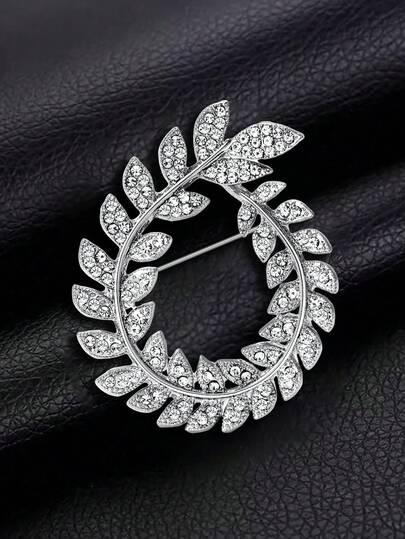女士水钻花环胸针 花环胸针 戒指 叶子别针 派对 宴会 珠宝礼物
