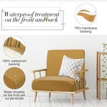 Newwiee 8Pcs Patio Cushion Covers Stretch Outdoor Cushion Cover Replacement For Patio Furniture Sofa Couch Slipcovers, Soft Flexibility Washable Furniture Protector(Waterproof Pure,Tan),One-Size,TanWaterproofPure - 防水純 - 查看 5