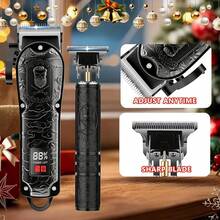BLUTOOL 4/2pcs Sets Of Men'S Grooming Hair Trimmer And Shaving Kits, Hair Trimmer With LCD Display, USB Rechargeable, Guide Comb, Trimmer, And Shaver, Comes With Cleaning Brush,A Must-Have For Home, Travel, And Car Use. A Perfect Gift For Husbands - Black-204 - View 5
