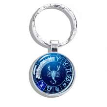 1pc 12 Zodiac Keychain, Zodiac Logo Glass Cabochon Keychain, Men's Accessories, Birthday Gift - Silver - View 15