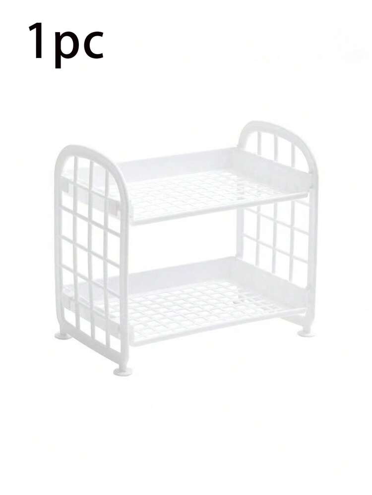 1 件雙層辦公桌收納、迷你浴室收納架、筆和桌面小物品儲存物件 - 白色 - 查看 8
