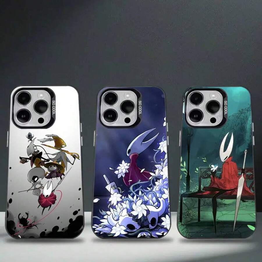 Funda de Teléfono H-Hollow Knight S-Silksong para 17,16,15,14,13,12,11,Pro,Max,Plus,E, Cubierta Negra de TPU - z3 - Ver 1