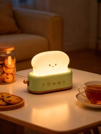 1 pieza Lindo Tostador Luz Nocturna, Luz Suave con Forma de Pan Tostado, Lámpara de Mesita de Noche Curativa, Luz Ambiente Adecuada para Dormitorio, Ayuda para Dormir, Decoración de Habitación Infantil, Ornamento de Escritorio, Regalo y Escenas Acogedoras