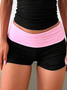 Quần short nữ màu đen ôm sát, chất liệu lưới phối nhiều mảnh, kiểu dáng thường ngày, thích hợp cho mùa hè. - màu đen - Xem 3