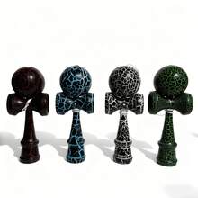 1pc Kendama Sword Ball Toy, Unisex Colorful Cracked Wooden Balance Training Equipment, Outdoor Leisure Skill Development Set, Random Cracked Pattern - Multicolor - View 1