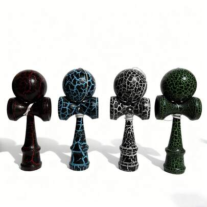1pc Kendama Sword Ball Toy, Unisex Colorful Cracked Wooden Balance Training Equipment, Outdoor Leisure Skill Development Set, Random Cracked Pattern