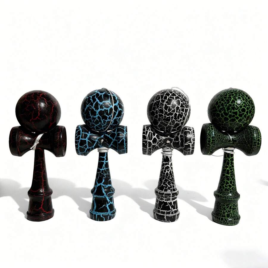 1pc Kendama Sword Ball Toy, Unisex Colorful Cracked Wooden Balance Training Equipment, Outdoor Leisure Skill Development Set, Random Cracked Pattern - Multicolor - View 1