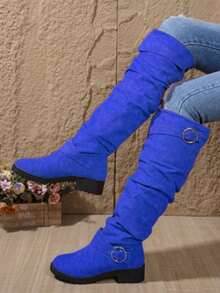 Over-The-Knee Boots, Focusing On A Stylish Commuting Style - Màu xanh lam - Xem 5
