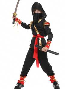 1 Set Kids Halloween Costume, Boys Halloween Party Outfit, 3 Styles Available (Includes Top, Mask, Pants, Belt) - Multicolor - View 18