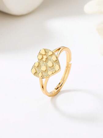 1枚女士浪漫不对称心形波浪形可调节戒指，适合日常佩戴、婚礼、圣诞礼物