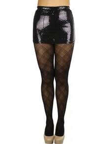 Women's Argyle Checkered Rhombus Net Opaque Sheer Tights Pantyhose, Fashionable 2025 7FWD - 多色菱形圖案 - 黑色/灰 - 查看 5