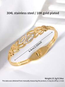 1件休闲不锈钢手链，个性化叶形闪亮水钻饰品，适合女性日常通勤、度假及其他场合佩戴 - 樹葉 - 查看 5