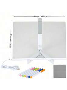 LED留言板，带灯亚克力白板，LED绘画书写板，房间灯光信息板，配7支马克笔，带支架的发光可擦写记事本，适合万圣节和圣诞节