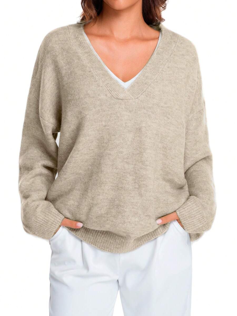 ​Essential Plus Size Long-Sleeve V-Neck Sweaters For Women – Must-Have Fall/Winter Wardrobe Pieces