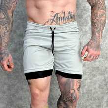 Kit Of 2 Men's UV DryFit Athletic Shorts For Gym, Training, And Running - KIT 2 Black Gray - View 2