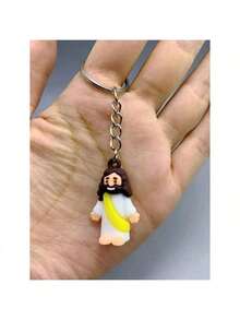 1pc Random Color Multicolor Creative Cartoon Jesus You Keychain Pendant, Key Chain Car Bag Ornament, Valentine's Gift For Friends, Daily Use Accessory Valentines Car Accessories Bag Charm School Cute Goth Y2k - 彩色 - 查看 9