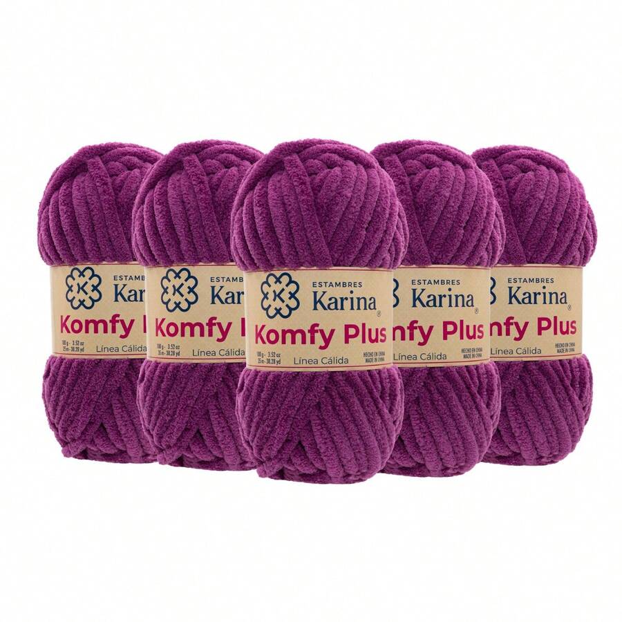 ESTAMBRE KOMFY PLUS PAQ 5 MADEJAS 100 GRS C/u COLOR POR PAQUETE ESTAMBRES KARINA - 24 Bugambilia - Ver 1