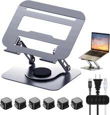 Soporte para Laptop de Acero Carbono - Base Plegable Ajustable 360 ° , Antideslizante para PC/Tabletas 10-16. Base para Laptop Cumplir Diseño Ergonómico para Postura y Enfriamiento Óptimo. (Plateado) - Plateado - Ver 11