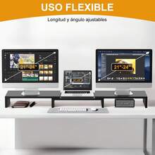 Soportes de Monitor de Computadora,Soporte para Monitor Doble, Ángulo y Longitud Ajustables, Base para Monitor Escritorio de Computadora - 1 - Ver 4