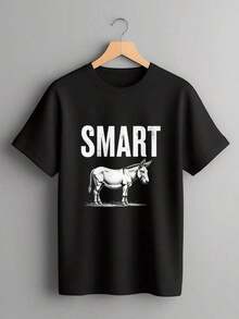 Smart Donkey Graphic T-Shirt For Women - Casual Funny Tee ,Soft Cotton Short Sleeve Top ,Perfect For Everyday Wear ,Summer And Spring Season ,Suitable For Adults And Teens Unisex Plus Size T Shirts - màu đen - Xem 2