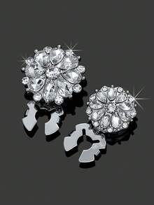 1/2/4个装 17/22mm 水钻纽扣套，女士水晶纽扣套，可拆卸夹式纽扣套，水晶装饰纽扣，带钳子按扣，适用于连衣裙、西装、礼服、衬衫等配饰，铅灰色 - 彩色 - 查看 3