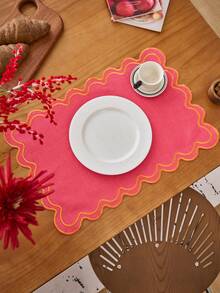 Bộ 1/4/6/8 tấm lót bàn hình chữ nhật màu đỏ hồng thêu họa tiết sọc lượn sóng, trang trí nhà bếp, đế lót ly chống trượt cho phòng ăn, phòng khách, mặt bàn, thích hợp cho nhà hàng, tiệc tùng, đám cưới, văn phòng, bàn cà phê, ngày Valentine. - màu xanh lá - Xem 3