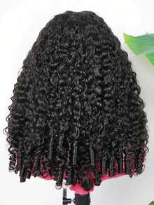 CURLYME 缅甸卷发抽绳半头假发，真人发丝，180%密度，无缝翻转式假发，无蕾丝，无胶水，新手友好，自然外观，日常佩戴，16-28英寸 - SNatural - 查看 4