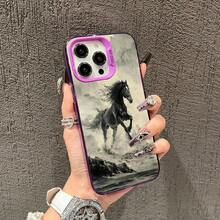 Running Horse Design Phone Case Compatible With 17 16 15 14 13 12 11 Pro/ Max/Plus, Anti-Drop And Shockproof Back Protection, Case Compatible With 17 Pro Max, 17 Pro, 17, 16 Pro Max - 黑色1 - 查看 11
