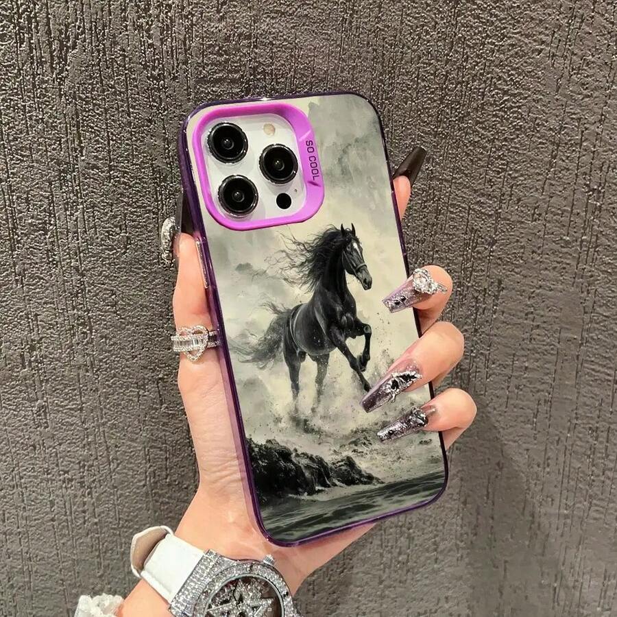 Running Horse Design Phone Case Compatible With 17 16 15 14 13 12 11 Pro/ Max/Plus, Anti-Drop And Shockproof Back Protection, Case Compatible With 17 Pro Max, 17 Pro, 17, 16 Pro Max - ZIS5 - 查看 1