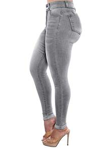 Women's Butt Lifting Jeans, High Stretch Leggings, Fashionable And Elegant, Suitable For Dates, Commuting, Casual Travel, Valentine's Day And New Year Wear - Light Grey - View 2