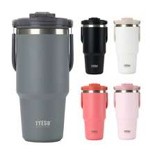 TYESO 1050ml (35 Oz) Vacuum Insulated Water Bottle With Handle, Stainless Steel Coffee Mug With Leak-Proof Lid And Straw. 100% Leak-Proof, Keeps Drinks Hot/Cold For 24 Hours Or Hot For 10 Hours. Suitable For Water, Iced Tea, Coffee, Smoothies And Other Beverages. Available In Various Colors. The Perfect Choice For Festive Or Birthday Gifts. - Xám - Xem 2