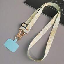 彩绘斜挎手机挂绳可调节颈挂绳带垫圈夹防丢失通用手机壳挂绳送给母亲、家人、朋友、生日、节日的礼物手机挂饰、手机链 - 藍色 - 查看 17