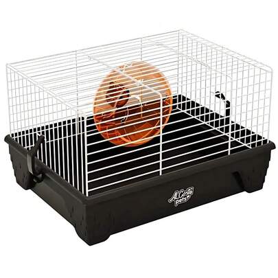 Gaiola para Roedores Hamster Gerbil POP Preta e Branca