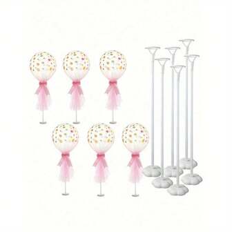 6/10 piezas Soporte para globos, con centro de mesa para arco de globos, para decoración de fiesta de cumpleaños, ducha nupcial y aniversario