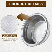 1pc 51MM & 58MM Stainless Steel Double Layer Reusable Coffee Filter Basket, Barista Espresso Machine Accessories, Kitchen & Coffee Filtering Tool - 51MM - View 7