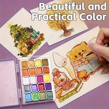 20色珠光固体水彩颜料，色彩鲜艳的金属水彩颜料，闪亮珠光，适用于书写、装饰，是艺术家和绘画爱好者在万圣节、生日、节日等场合的理想选择。