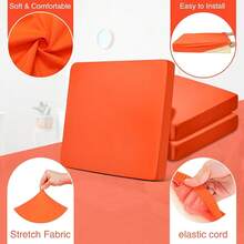 Newwiee 8Pcs Patio Cushion Covers Stretch Outdoor Cushion Cover Replacement For Patio Furniture Sofa Couch Slipcovers, Soft Flexibility Washable Furniture Protector(Waterproof Pure,Orange),One-Size,OrangeWaterproofPure - 橘色防水純 - 查看 4