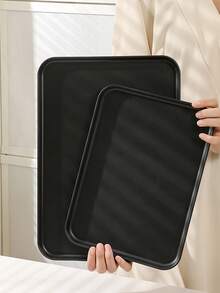 1个/3个装黑色塑料餐盘，塑料快餐盘，可重复使用的方形派对餐盘，用于盛放蔬菜、零食、水果、饼干、甜点，适合新年、情人节、斋月等场合。[多种尺寸可选] - 黑色 - 查看 4