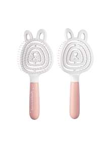 1个可爱小熊发梳，女童高顶蓬松弹力头皮按摩梳，罗纹梳，镂空梳，儿童家用按摩梳，女童发梳 - 彩色 - 查看 9