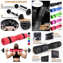 Almohadilla para Barra de Pesas para Levantamiento, Protectora para Cuello y Hombros para Sentadillas, Zancadas, Hip Thrust, Levantamiento de Pesas, Barra Recta de 25 - 40mm - Rojo - Ver 1