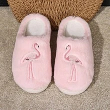 Neue bequeme Flamingo Lässig süße Stoff Cartoon Hausschuhe für Innenräume, Herbst/Winter Thermohausschuhe - Pink - Übersicht 12