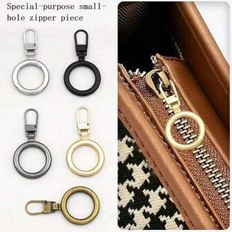 5pcs Multifunctional Round Gold Eyelets, No Punching Required, Semi-Automatic Pull Heads, Detachable Zipper Pulls Suitable For Bags, Jackets, Clothes, Shoes, Boots, Zipper Pendant Replacement, Premium Hardware Set