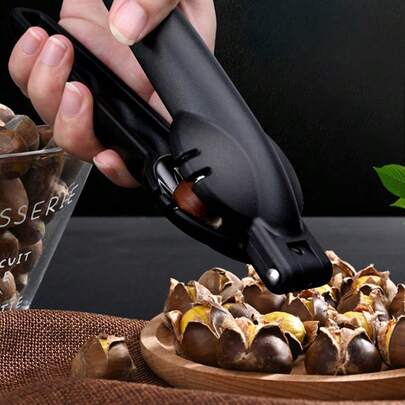 1Pc Unisex Solid Color Multi-Functional Nut Cracker Set, Stainless Steel Anti-Slip Clamp, Ergonomic Design, Opens Chestnuts Walnuts Nuts Bottle Opener, Labor-Saving Durable Portable, For Home Kitchen Camping Outdoor Gatherings, Ideal Gift For Mother's Day Housewarming Valentine's Day