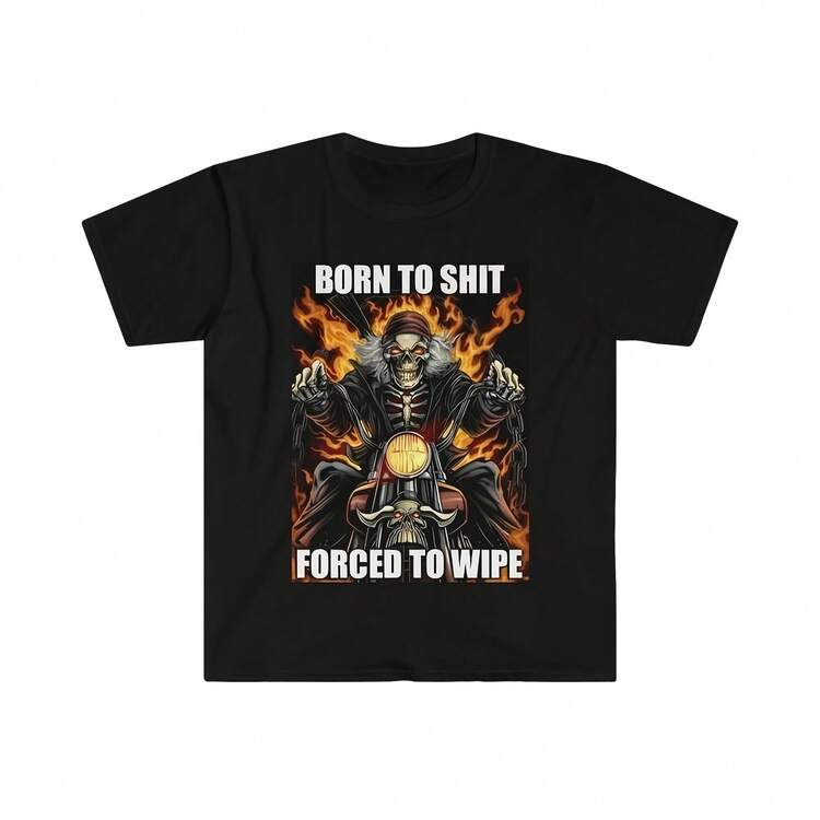 Camiseta divertida con meme "Nacido para ser obligado a limpiar" - Negro - Añade 1