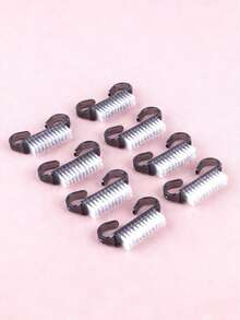 10 pezzi/50 pezzi Piccola spazzola nera per la pulizia delle unghie, spazzola per rimuovere polvere e sporco dalle unghie, spazzola multifunzione - nero - Visualizzare 8